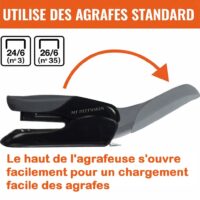 agrafeuse de bureau très résistante, prise en main facile, noir