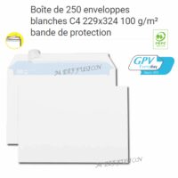 Enveloppes blanches C4 boîte de 250
