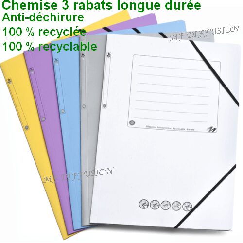 Chemise 3 rabats pelliculée réinscriptible