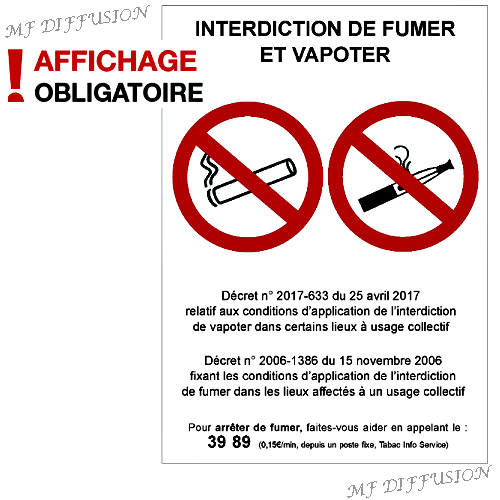 Panneau Interdiction de fumer et vapoter PVC rigide