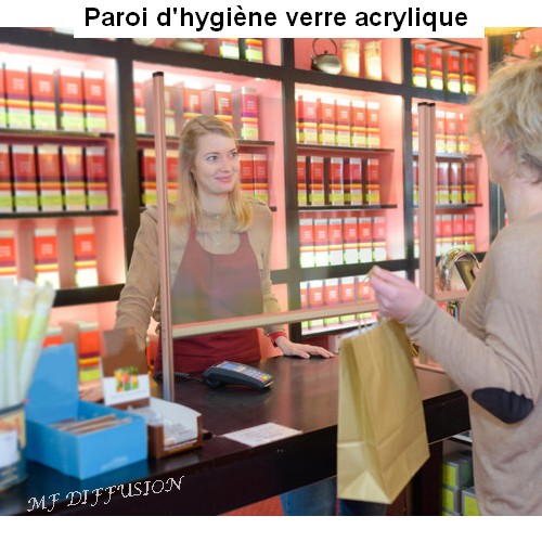 Paroi d'hygiène verre acrylique 927 x 829 mm