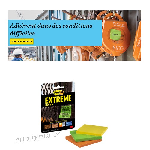 Post-it Bloc-note adhésif Extreme Notes 76x76 mm pack de 3 – Image 3